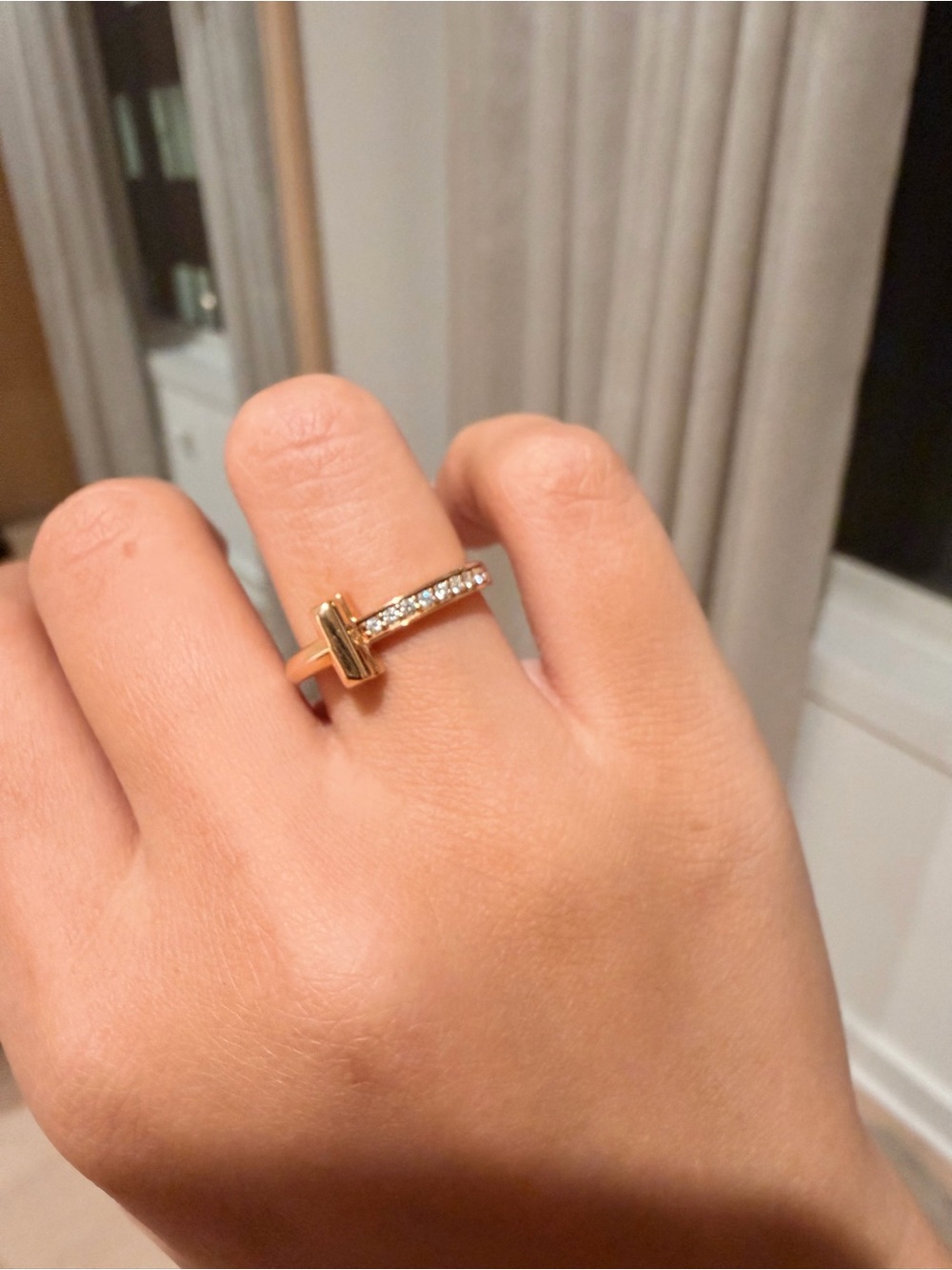 Tiffany T1 Ring in rose gold with diamonds - Picture 2 of 5